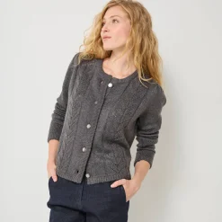 Vest met knopen in fantasietricot