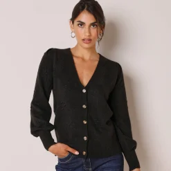 Vest met knopen in fantasietricot