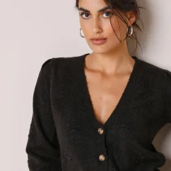 Vest met knopen in fantasietricot