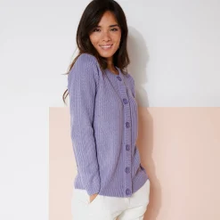 Vest met knopen in patenttricot