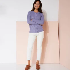 Vest met knopen in patenttricot