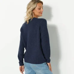 Vest met knopen in patenttricot