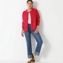 Vest met knopen in patenttricot