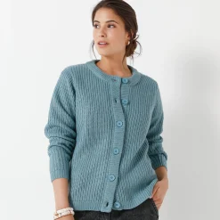 Vest met knopen in patenttricot