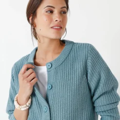 Vest met knopen in patenttricot