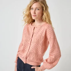 Vest met knopen, pointelletricot