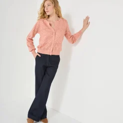 Vest met knopen, pointelletricot