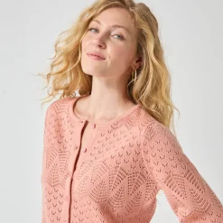 Vest met knopen, pointelletricot