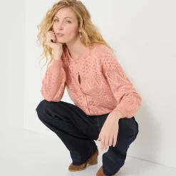 Vest met knopen, pointelletricot