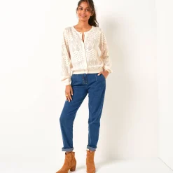 Vest met knopen, pointelletricot