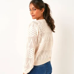 Vest met knopen, pointelletricot