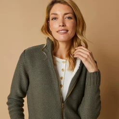 Vest met rits en pluchevoering, 30% wol