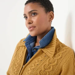 Vest met rits en polokraag, kabeltricot