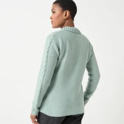 Vest met rits en polokraag, kabeltricot