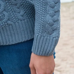 Vest met rits en polokraag, kabeltricot