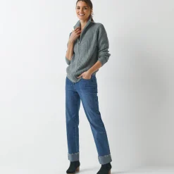 Vest met rits, in pareltricot