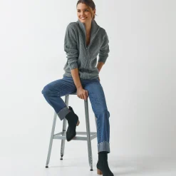 Vest met rits, in pareltricot