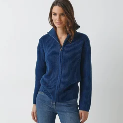 Vest met rits, in pareltricot