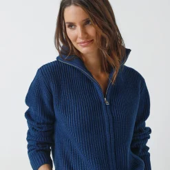 Vest met rits, in pareltricot
