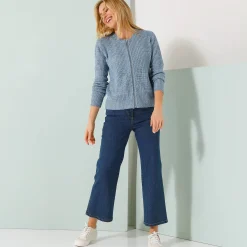 Vest met rits in patenttricot met mohairtouch