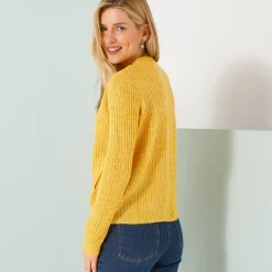 Vest met rits in patenttricot met mohairtouch