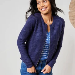 Vest met rits in patenttricot met mohairtouch