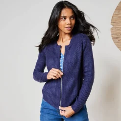 Vest met rits in patenttricot met mohairtouch