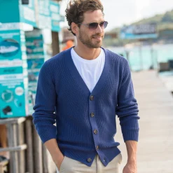 Vest met V-hals en knoopsluiting, patenttricot