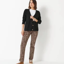 Vest met V-hals, ribtricot