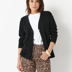 Vest met V-hals, ribtricot