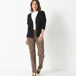 Vest met V-hals, ribtricot