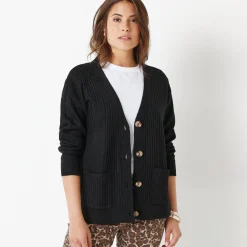 Vest met V-hals, ribtricot