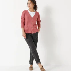 Vest met V-hals, ribtricot