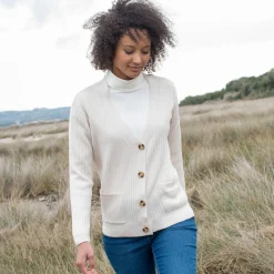 Vest met V-hals, ribtricot