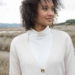 Vest met V-hals, ribtricot