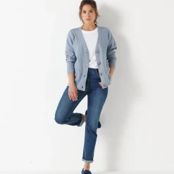 Vest met V-hals, ribtricot