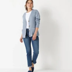 Vest met V-hals, ribtricot