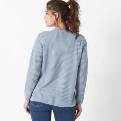 Vest met V-hals, ribtricot