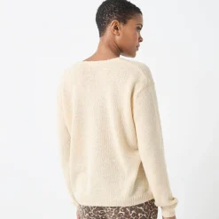 V-halstrui met lange mouwen, mix van wol en mohair