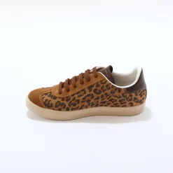 Vintage sneakers in splitleer met luipaardprint