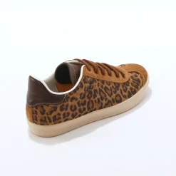 Vintage sneakers in splitleer met luipaardprint