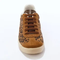 Vintage sneakers in splitleer met luipaardprint
