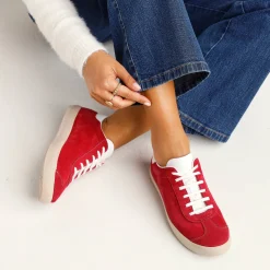 Vintage sneakers in splitleer, gekleurd