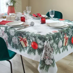 Vlekwerend tafellaken met kerstkransprint
