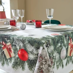 Vlekwerend tafellaken met kerstkransprint