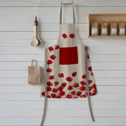 Vlekwerende bavetschort met klaprozenprint