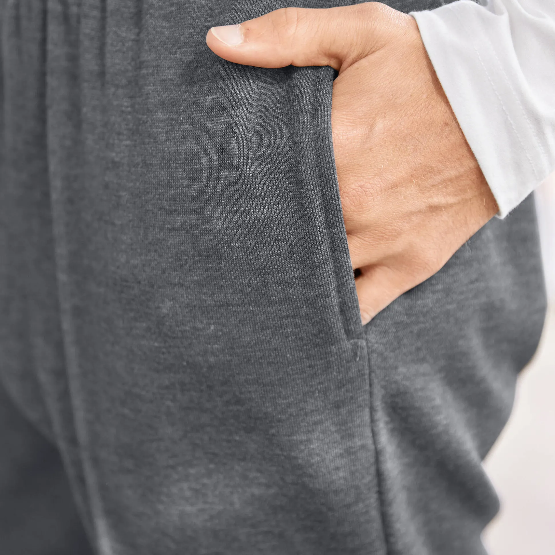 Vrijetijdsbroek in molton, aangetrokken pijponderkanten