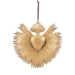 Wanddecoratie ex voto, goudkleurig metaal