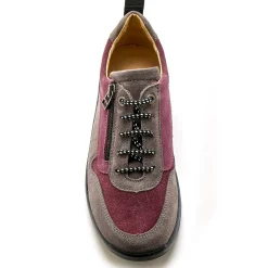 Wandelsneakers met rits en veters, breed model in leer