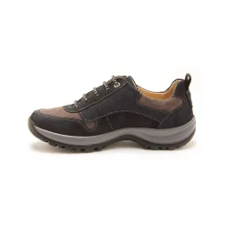 Wandelsneakers met rits en veters, breed model in leer